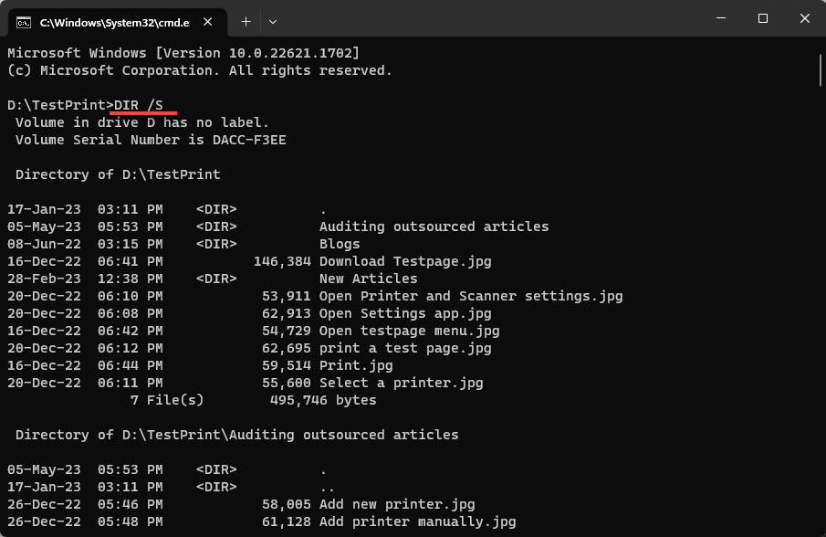 List Files Folders Command Prompt
